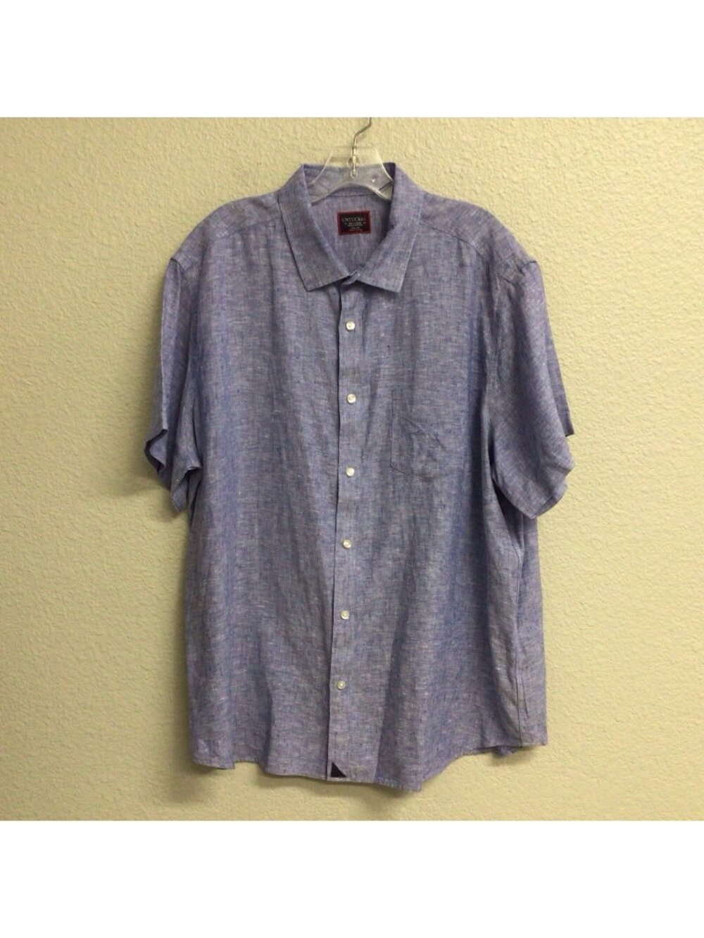 UNTUCKit 100% Linen Short Sleeve Button Down Shirt Mens Size XXL Blue 2XL